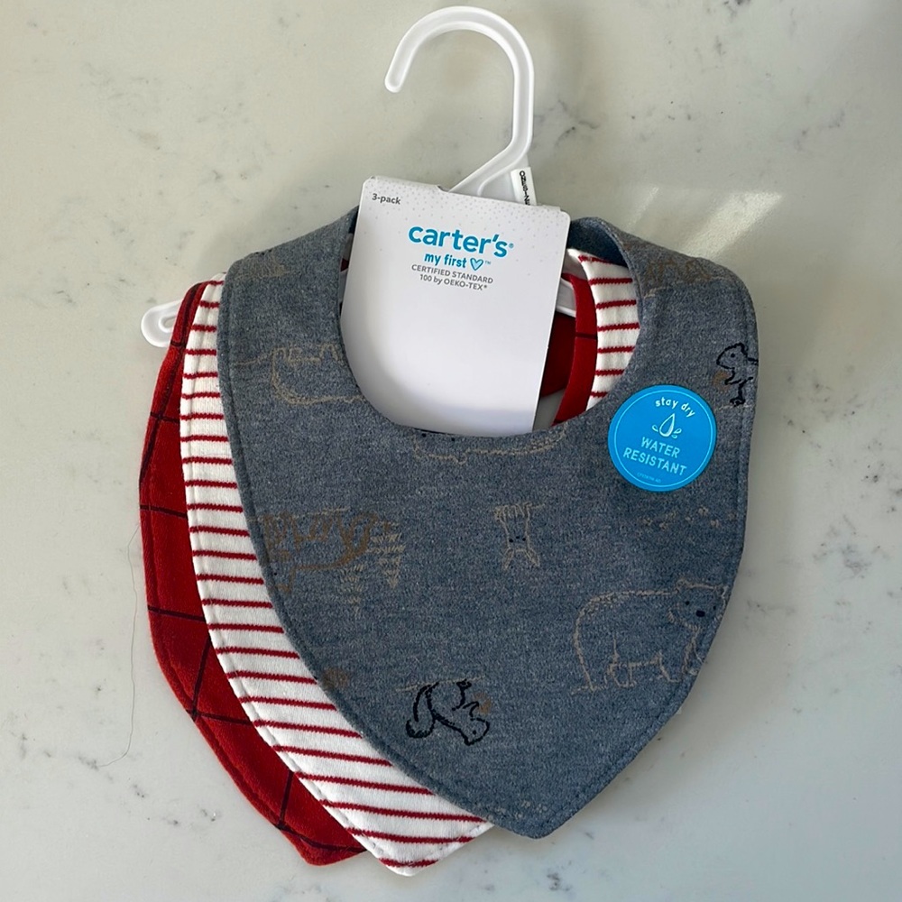 NEW Carter’s Baby Drool Bibs Neutral Colors Love Mommy | Child of Mine